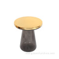 Glass center gold side Table by toughened glass